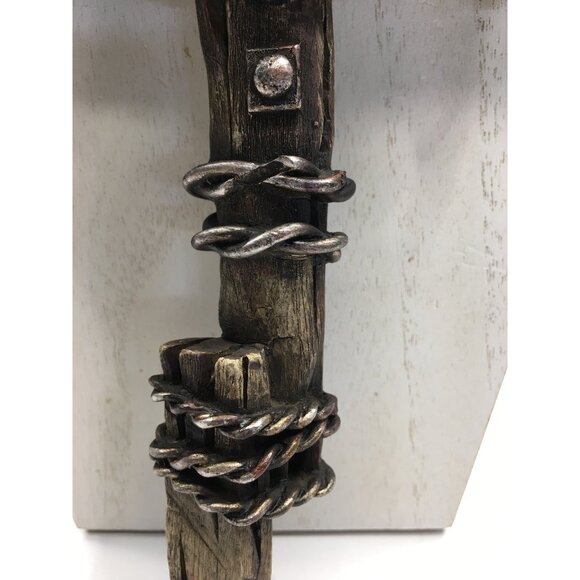 Cowboy Crucifix Western Wasll Cross Rustic Barbwire Horseshoe Rodeo Farmhouse - Picture 8 of 16